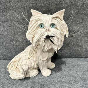 Vintage FB Fogg Ann Johnson Paper Mache Persian pendulum Cat Clock WORKS!!!